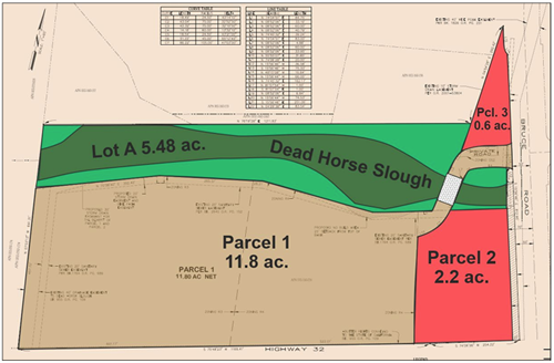 Eshoo proposed land division on the northwest corner of Bruce Road and State Route 32
