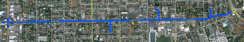 Image showing the project limits of East Avenue as described above.