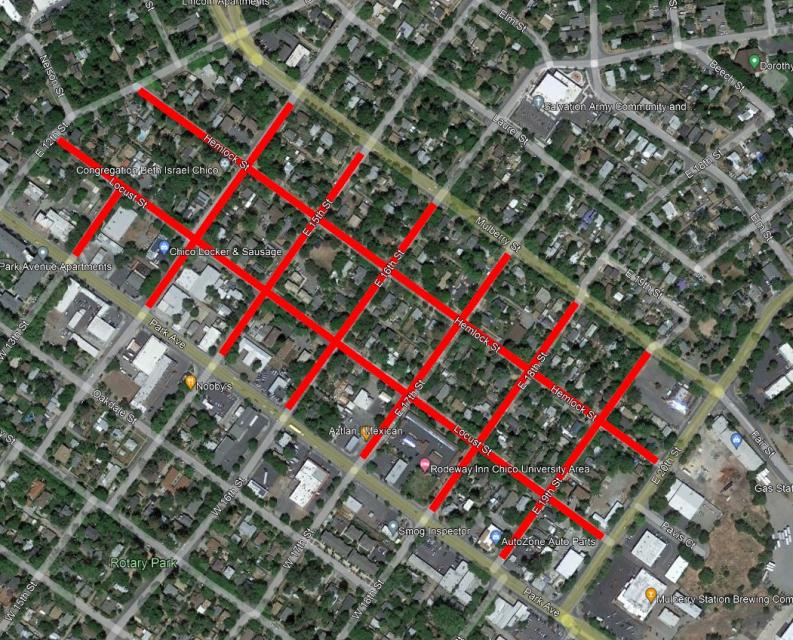 Image showing the project limits of Mulberry Neighborhood as described above.