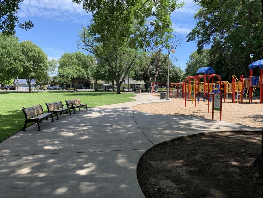 Park path and benches
